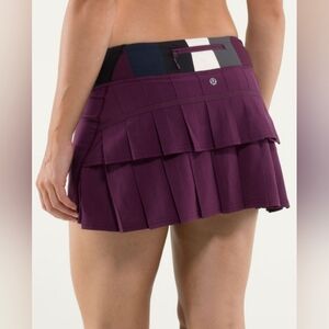 Lululemon Run: Pace Setter Skirt Plum / Pow Stripe Angel Wing Size 6T